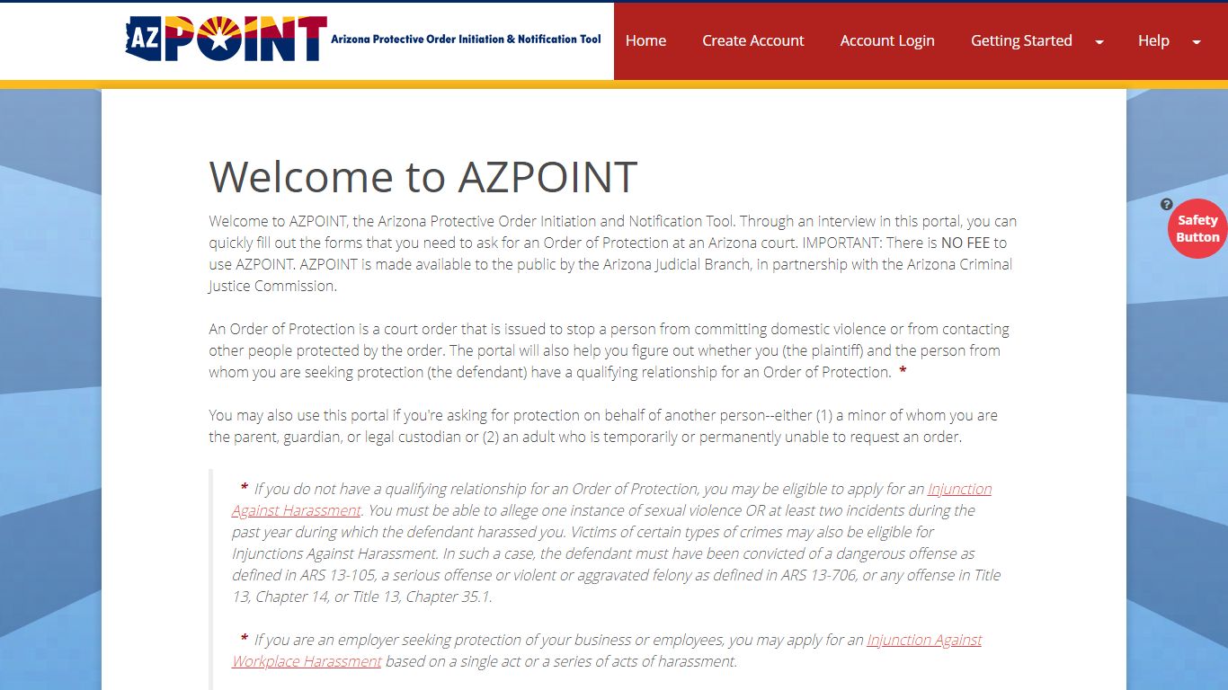 AZPoint Protective Orders > Home